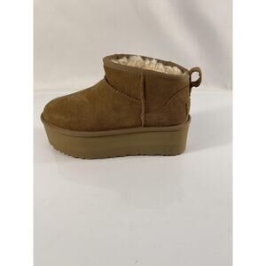 UGG Classic Ultra Mini Platform Boots Womens Size 5 Brown Suede Shearling Shoes